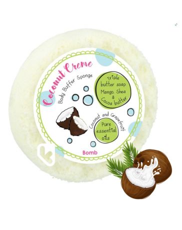 Eponge savon exfoliante - COCONUT CREME - BOMB COSMETICS