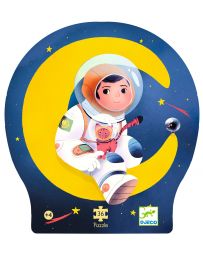 Un Astronaute dans la Lune - Puzzle Silhouette - 36 Pièces - DJECO