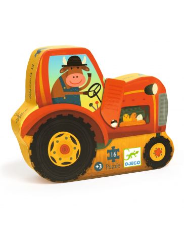 Le Tracteur - Puzzle Silhouette - 16 Pièces - DJECO