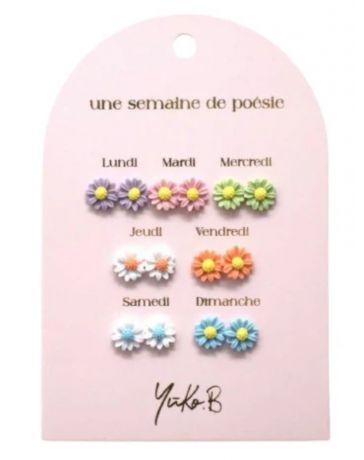 Semainier de 7 Paires de Boucles d'Oreilles - Fleurs - YUKO.B