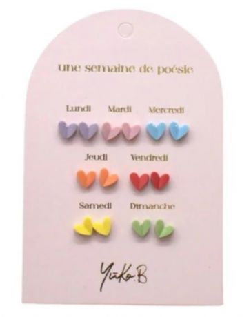 Semainier de 7 Paires de Boucles d'Oreilles - Coeurs - YUKO.B