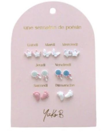 Semainier de 7 Paires de Boucles d'Oreilles - Baby Shower - YUKO.B