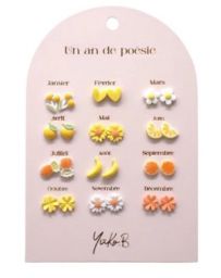 Un An de Poésie - 12 Paires de Boucles d'Oreilles - Vive - YUKO.B