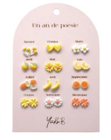 Un An de Poésie - 12 Paires de Boucles d'Oreilles - Vive - YUKO.B