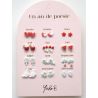 Un An de Poésie - 12 Paires de Boucles d'Oreilles - Rouge & Eau - YUKO.B
