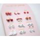 Un An de Poésie - 12 Paires de Boucles d'Oreilles - Rouge & Eau - YUKO.B