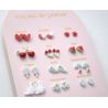 Un An de Poésie - 12 Paires de Boucles d'Oreilles - Rouge & Eau - YUKO.B