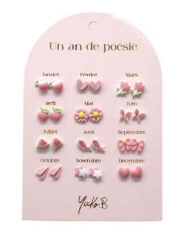 Un An de Poésie - 12 Paires de Boucles d'Oreilles - YUKO.B