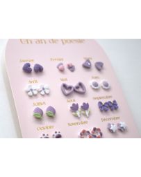 Un An de Poésie - 12 Paires de Boucles d'Oreilles - Parme - YUKO.B