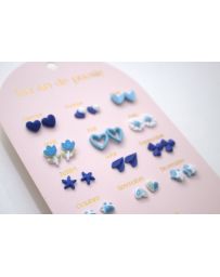 Un An de Poésie - 12 Paires de Boucles d'Oreilles - Bleue - YUKO.B