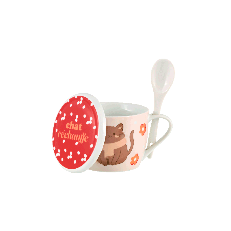 BOL À SOUPE PERMAN (+COUVERCLE) CHAT RÉCHAUFFE - DERRIÈRE LA PORTE