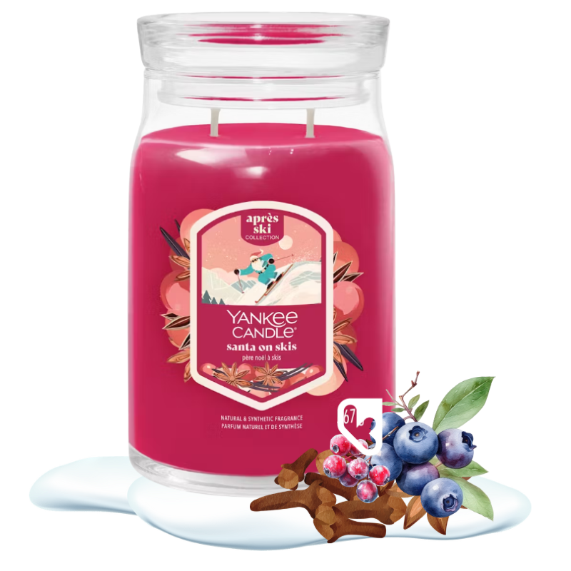 SANTA ON SKIS - GRANDE JARRE - YANKEE CANDLE