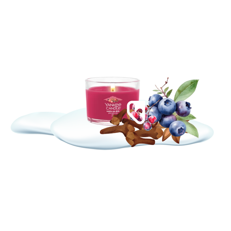 SANTA ON SKIS - VOTIVE EN VERRE - YANKEE CANDLE