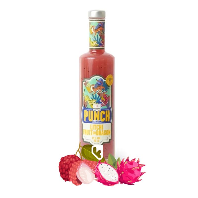 PUNCH PLANTEUR LITCHI-FRUIT DU DRAGON - BOUTEILLE KIRA 70CL - QUAI SUD
