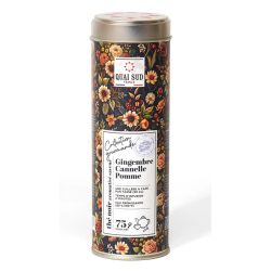 THÉ NOIR GINGEMBRE CANNELLE SAVEUR POMME BOITE RONDE 75G - QUAI SUD