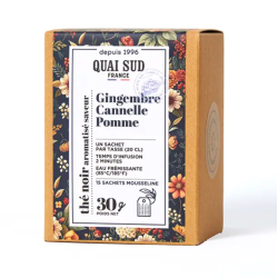 THÉ NOIR GINGEMBRE CANNELLE SAVEUR POMME BOÎTE 15INFUSETTES - QUAI SUD