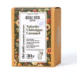 THÉ NOIR NOISETTE CHATAIGNE CARAMEL BOÎTE 15 INFUSETTES - QUAI SUD