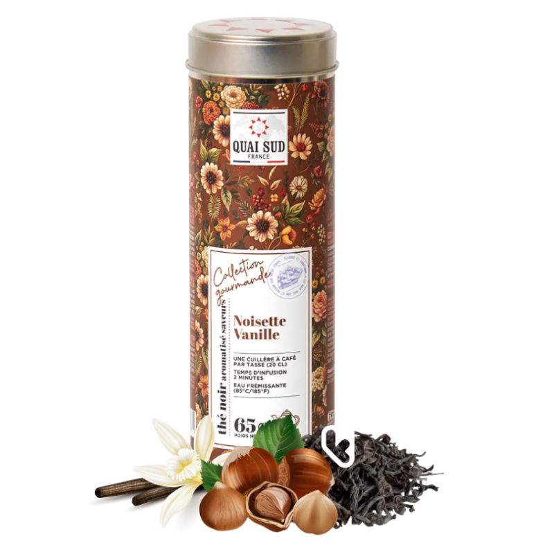 THÉ NOIR NOISETTE VANILLE BOITE RONDE 65G - QUAI SUD