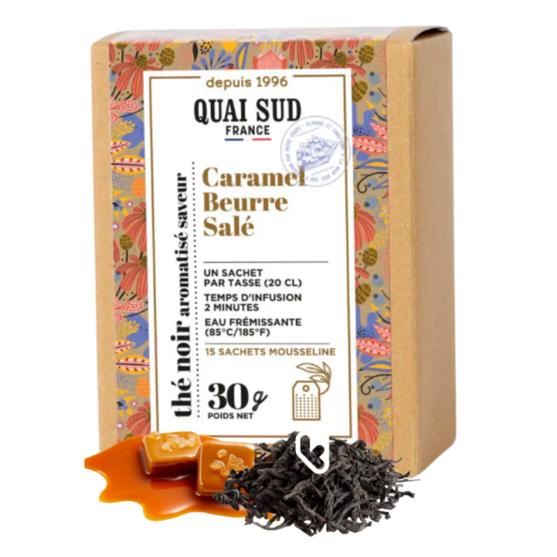 THÉ NOIR CARAMEL BEURRE SALÉ - BOÎTE 15 INFUSETTES - QUAI SUD