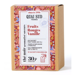 THÉ NOIR FRUITS ROUGES VANILLE - BOÎTE 15 INFUSETTES - QUAI SUD