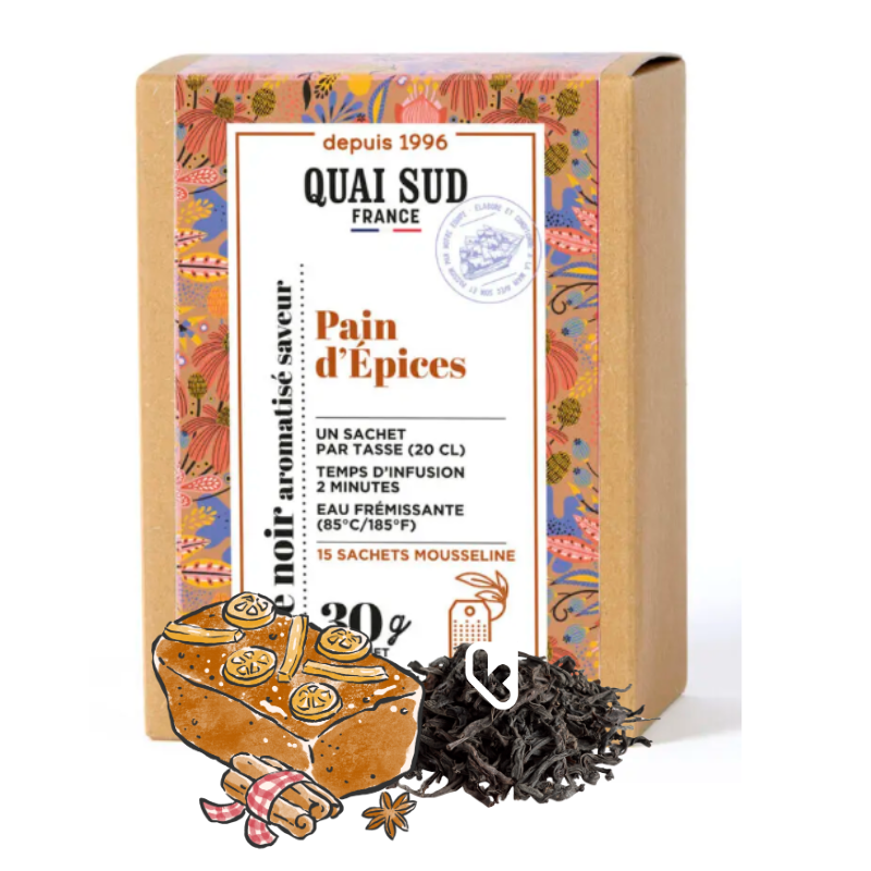 THÉ NOIR PAIN D'ÉPICES - BOÎTE 15 INFUSETTES - QUAI SUD
