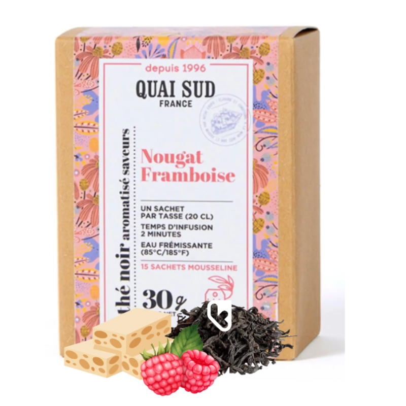 THÉ NOIR NOUGAT FRAMBOISE - BOÎTE 15 INFUSETTES - QUAI SUD