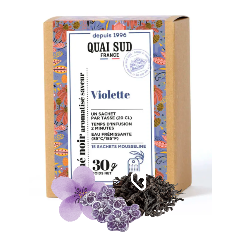 THÉ NOIR VIOLETTE - BOÎTE 15 INFUSETTES - QUAI SUD
