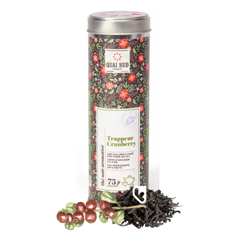 Thé Noir du Trappeur Cranberry - Boîte ronde 75g - QUAI SUD