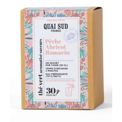 THÉ VERT PÊCHE ABRICOT ROMARIN - BOÎTE 15 INFUSETTES - QUAI SUD