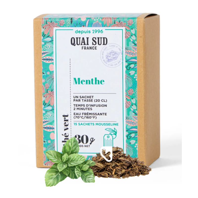 THÉ VERT MENTHE - BOÎTE 15 INFUSETTES - QUAI SUD
