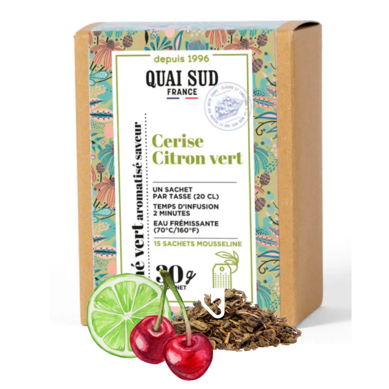 THÉ VERT CERISE CITRON VERT - BOÎTE 15 INFUSETTES - QUAI SUD
