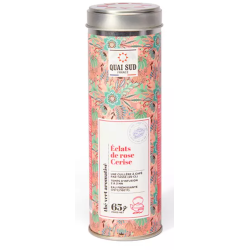 THÉ VERT ÉCLATS DE ROSE CERISE - BOÎTE RONDE 65G - QUAI SUD