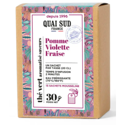 THÉ VERT POMME VIOLETTE FRAISE - BOÎTE 15 INFUSETTES - QUAI SUD