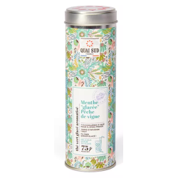 Thé Vert Menthe glacée, Pêche de vigne - Boîte ronde 75g- QUAI SUD