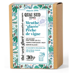 THÉ VERT MENTHE GLACEE PÊCHE DE VIGNE - BOÎTE 15 INFUSETTES - QUAI SUD