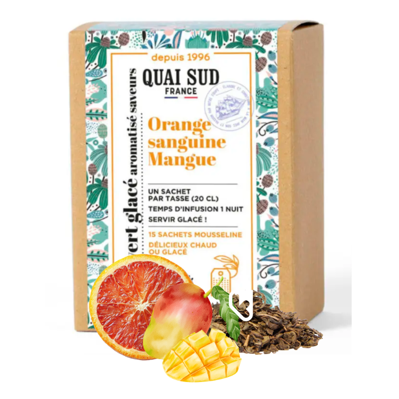THÉ VERT ORANGE SANGUINE MANGUE - BOÎTE 15 INFUSETTES - QUAI SUD