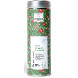 THÉ VERT DE NOËL ORANGE CANNELLE - BOÎTE RONDE 85g - QUAI SUD
