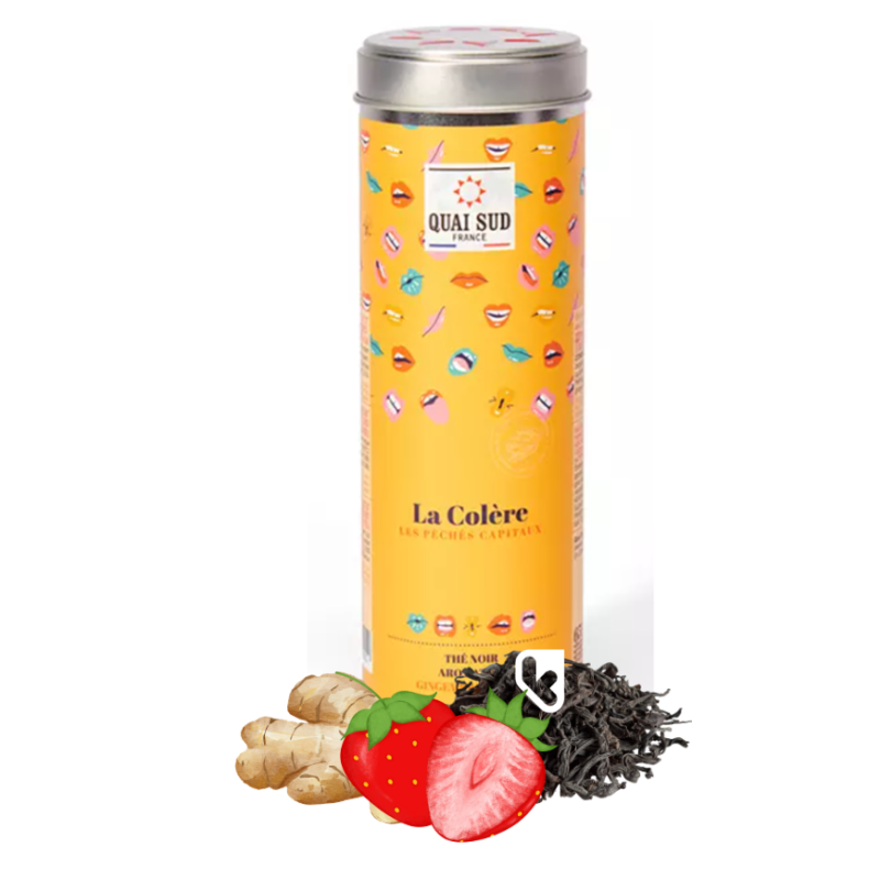 Thé noir - La Colère - Gingembre, Fraise - Boîte 65g - QUAI SUD