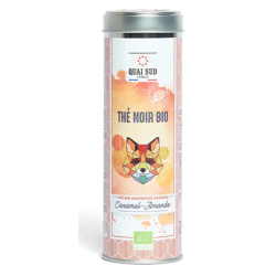THÉ NOIR BIO CARAMEL-AMANDE - BOÎTE RONDE 75G - QUAI SUD