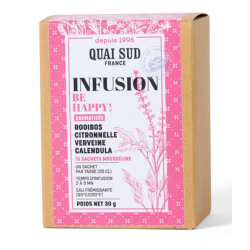 INFUSION "BE HAPPY" Rooibos, Citronnelle, Verveine et Calendula - BOÎTE 15 INFUSETTES - QUAI SUD