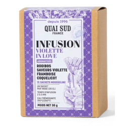 INFUSION "VIOLETTE IN LOVE" Rooibos, Violette, Framboise, Coquelicot - BOÎTE 15 INFUSETTES - QUAI SUD