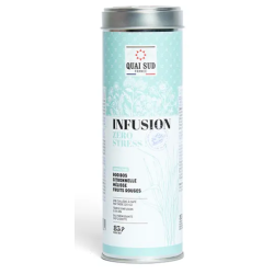 INFUSION "ZERO STRESS" Rooibos, Citronnelle, Mélisse, Fruits rouges - Boîte ronde 85g - QUAI SUD