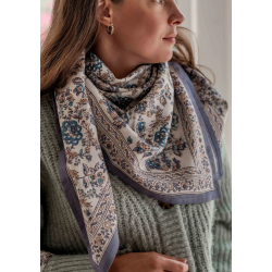 GRAND FOULARD INDIEN - KIALA CÉLESTE - BINDI ATELIER