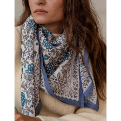 GRAND FOULARD INDIEN - KIALA CÉLESTE - BINDI ATELIER