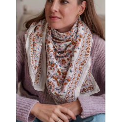 GRAND FOULARD INDIEN - KIALA  BLOOM - BINDI ATELIER