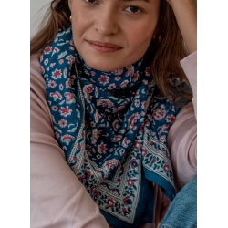 GRAND FOULARD INDIEN - EDEL AQUA - BINDI ATELIER