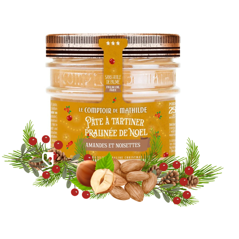 Pâte à tartiner pralinée de Noël aux Amandes & Noisettes - 250g - LE COMPTOIR DE MATHILDE