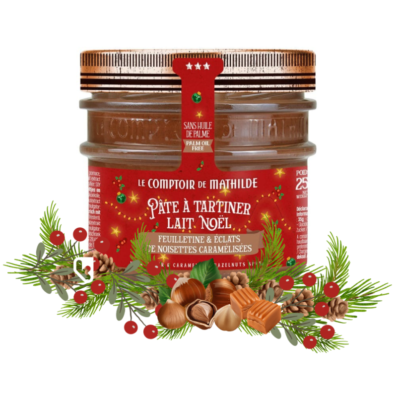 Pâte à Tartiner Lait de Noël Feuilletine & Eclats de Noisettes - 250g - LE COMPTOIR DE MATHILDE
