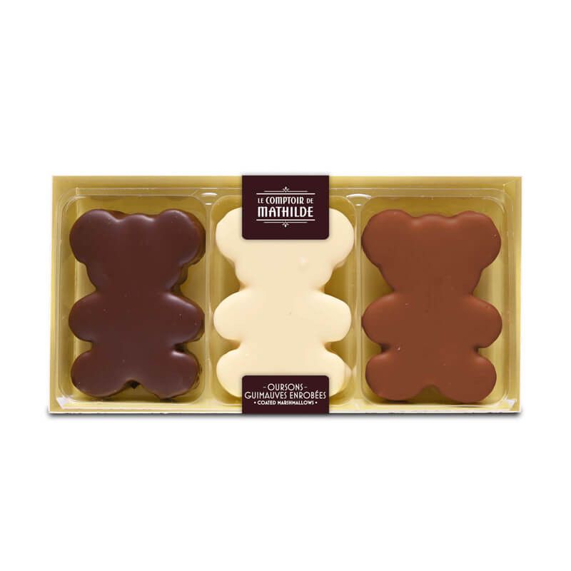 COFFRET 3 OURSONS GUIMAUVES 3 CHOCOLATS 90G - LE COMPTOIR DE MATHILDE