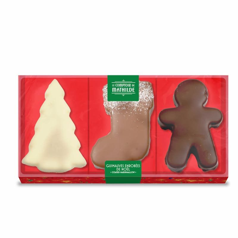 COFFRET 3 GUIMAUVES DE NOEL 3 CHOCOLATS 80G - LE COMPTOIR DE MATHILDE